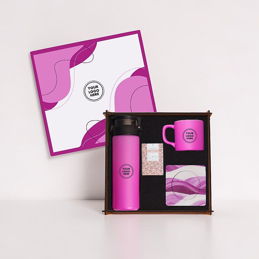 Ahşap Kutulu Hediye Seti - 26x26-2 PEMBE - 1