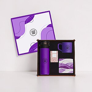 WOODY COLLECTION - Ahşap Kutulu Hediye Seti - 26x26-2 MOR