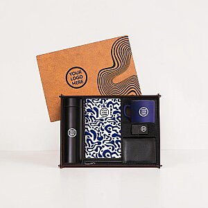 WOODY COLLECTION - Ahşap Kutulu Hediye Seti - 3626-1 LACİVERT