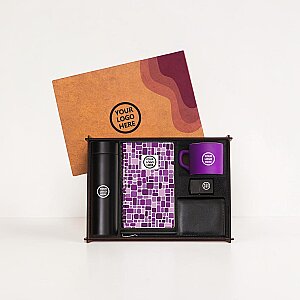 WOODY COLLECTION - Ahşap Kutulu Hediye Seti - 3626-1 MOR