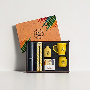 WOODY COLLECTION - Ahşap Kutulu Hediye Seti - 3626-10 SARI