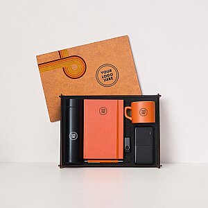 WOODY COLLECTION - Ahşap Kutulu Hediye Seti - 3626-12 TURUNCU