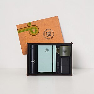 WOODY COLLECTION - Ahşap Kutulu Hediye Seti - 3626-12 KOYU YEŞİL
