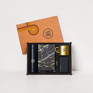WOODY COLLECTION - Ahşap Kutulu Hediye Seti - 3626-12 GOLD