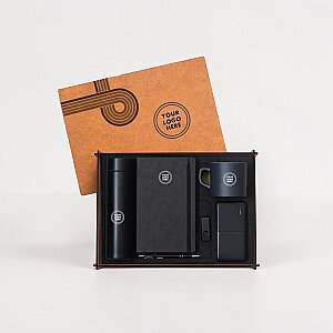 WOODY COLLECTION - Ahşap Kutulu Hediye Seti - 3626-12 ANTRASİT