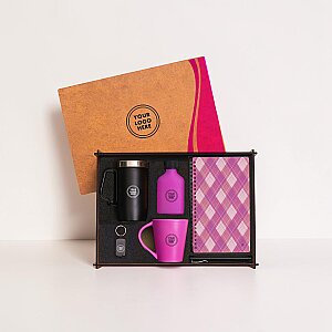 WOODY COLLECTION - Ahşap Kutulu Hediye Seti - 3626- 14 PEMBE