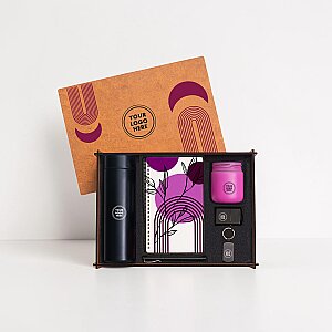 WOODY COLLECTION - Ahşap Kutulu Hediye Seti 3626- 22 PEMBE