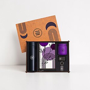 WOODY COLLECTION - Ahşap Kutulu Hediye Seti 3626- 22 MOR