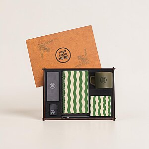 WOODY COLLECTION - Ahşap Kutulu Hediye Seti - 3626-5 KOYU YEŞİL