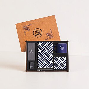 WOODY COLLECTION - Ahşap Kutulu Hediye Seti - 3626-5 LACİVERT
