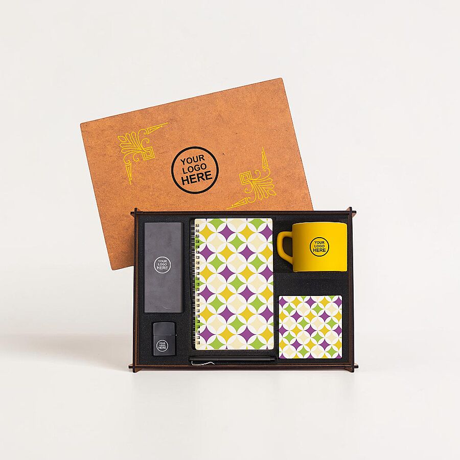 Ahşap Kutulu Hediye Seti - 3626-5 SARI - 1