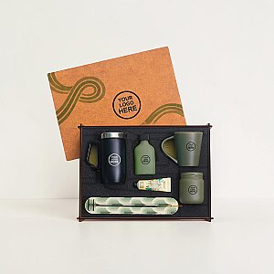 WOODY COLLECTION - Ahşap Kutulu Hediye Seti - 3626-6 KOYU YEŞİL