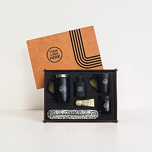 WOODY COLLECTION - Ahşap Kutulu Hediye Seti - 3626-6 SİYAH
