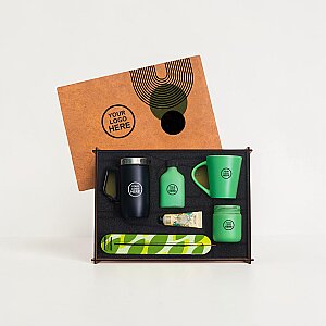 WOODY COLLECTION - Ahşap Kutulu Hediye Seti - 3626-6 YEŞİL