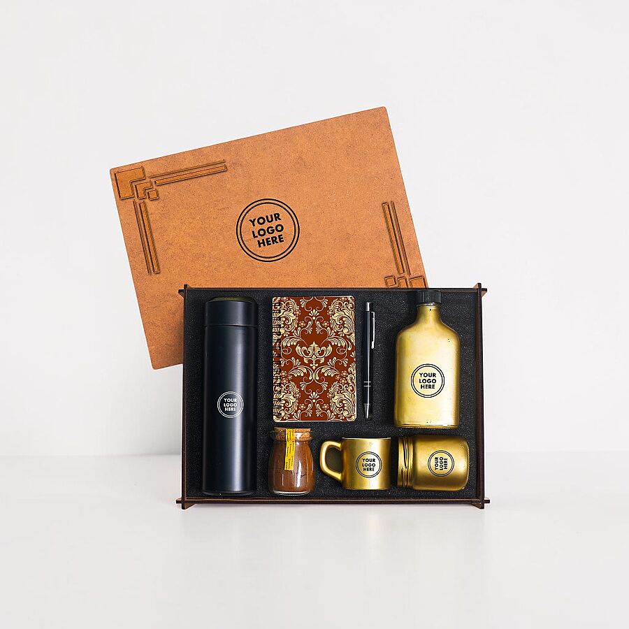 Ahşap Kutulu Hediye Seti - 3626-9 GOLD - 1