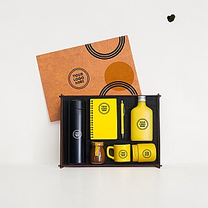 WOODY COLLECTION - Ahşap Kutulu Hediye Seti - 3626-9 SARI