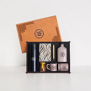 WOODY COLLECTION - Ahşap Kutulu Hediye Seti - 3626-9 SÜTLÜ KAHVE