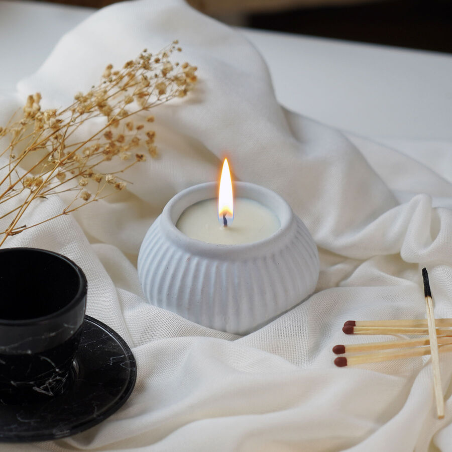  - Candleaf İstanbul Beton Mum - Mavi