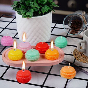 - Candleaf 5'Li Makaron Mum Beton Tabaklı  - Candleaf 5'Li Makaron Mum Beton Tabaklı