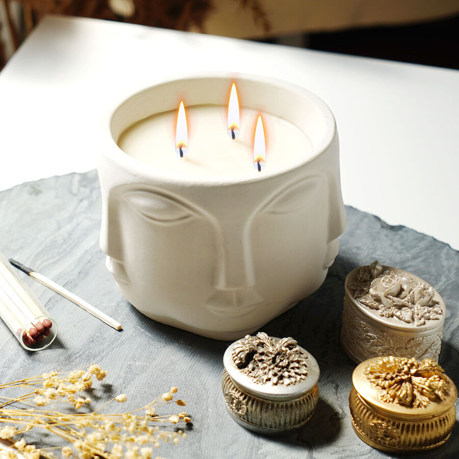  - Candleaf Binbir Surat Beton Mum -Beyaz