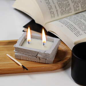 - Candleaf Kitap Beton Mum - Gri  - Candleaf Kitap Beton Mum - Gri