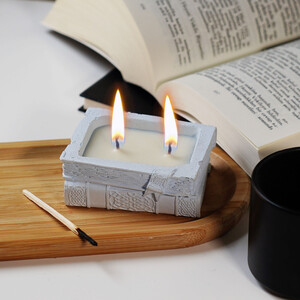 - Candleaf Kitap Beton Mum - Mavi  - Candleaf Kitap Beton Mum - Mavi