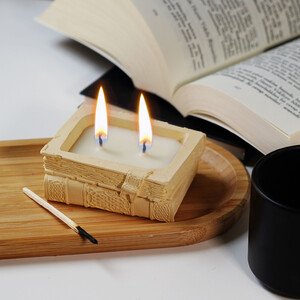 - Candleaf Kitap Beton Mum - Sarı  - Candleaf Kitap Beton Mum - Sarı