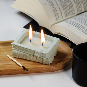 - Candleaf Kitap Beton Mum - Su Yeşili  - Candleaf Kitap Beton Mum - Su Yeşili