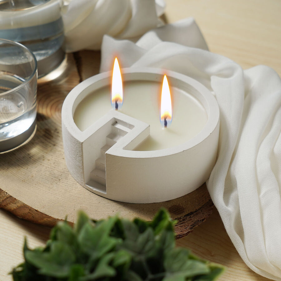  - Candleaf Merdiven Mum Bahçesi Beton Mum -Beyaz