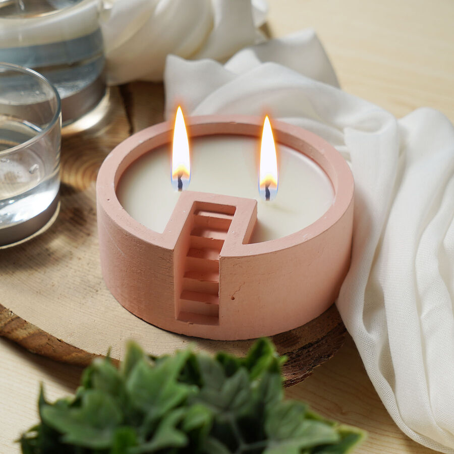  - Candleaf Merdiven Mum Bahçesi Beton Mum -Yavruağzı