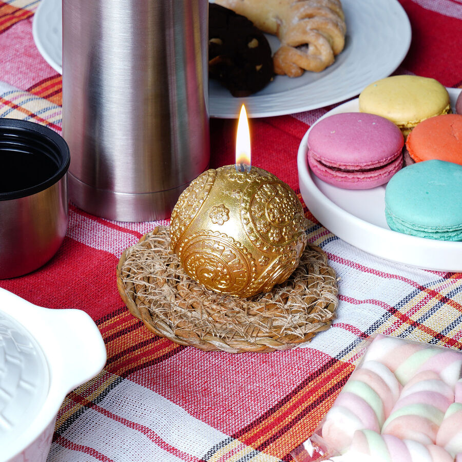  - Candleaf Motifli Top Mum - Altın