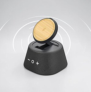Ekolojik Kablosuz Magsafe Sarj Cihazı+Bluetooth Hoparlör - Siyah